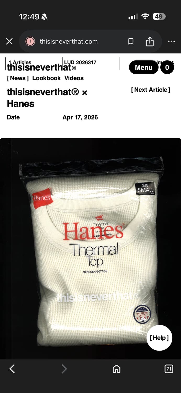 [L]디스이즈네버댓 x 헤인즈 맨투맨 롱슬리브 상품이미지2