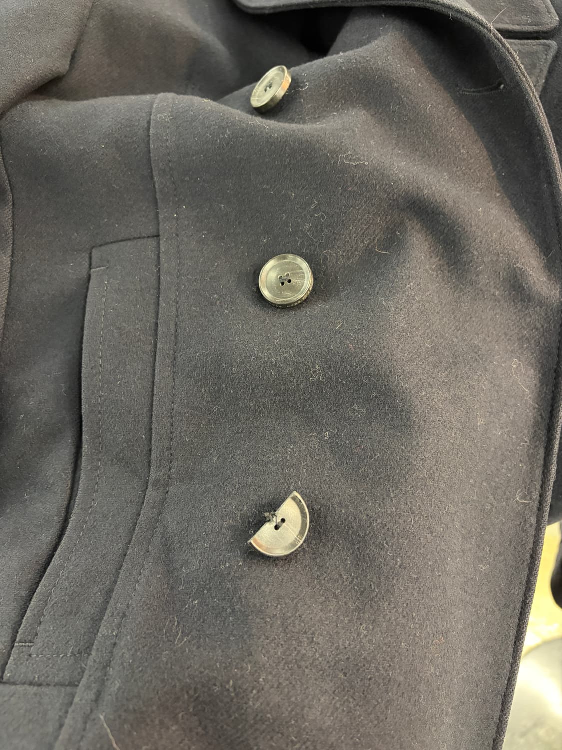 BOSS 더블 브레스티드 울 피코트 네이비 40R 상품이미지7