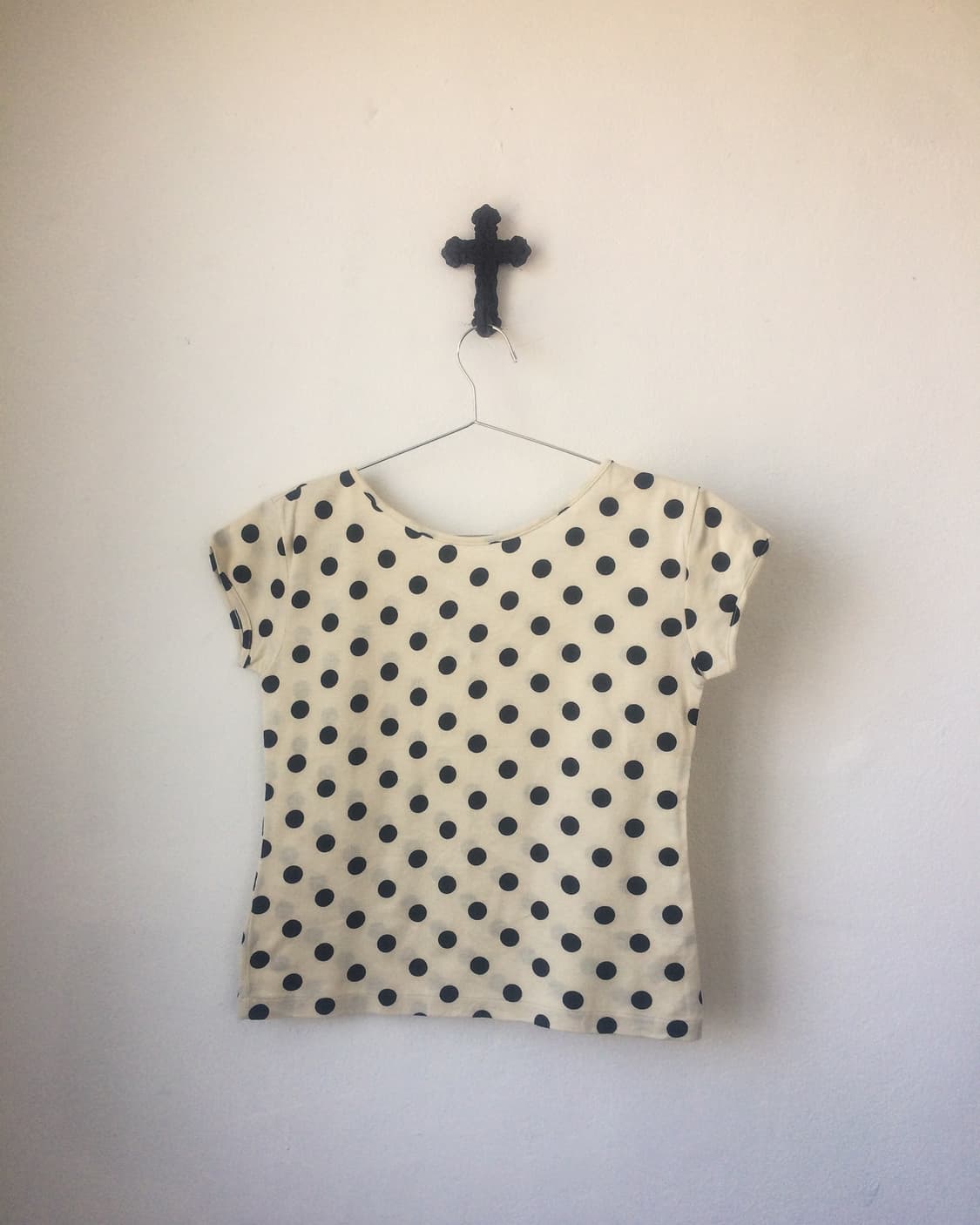 Lace up point dot pattern t shirt 상품이미지2