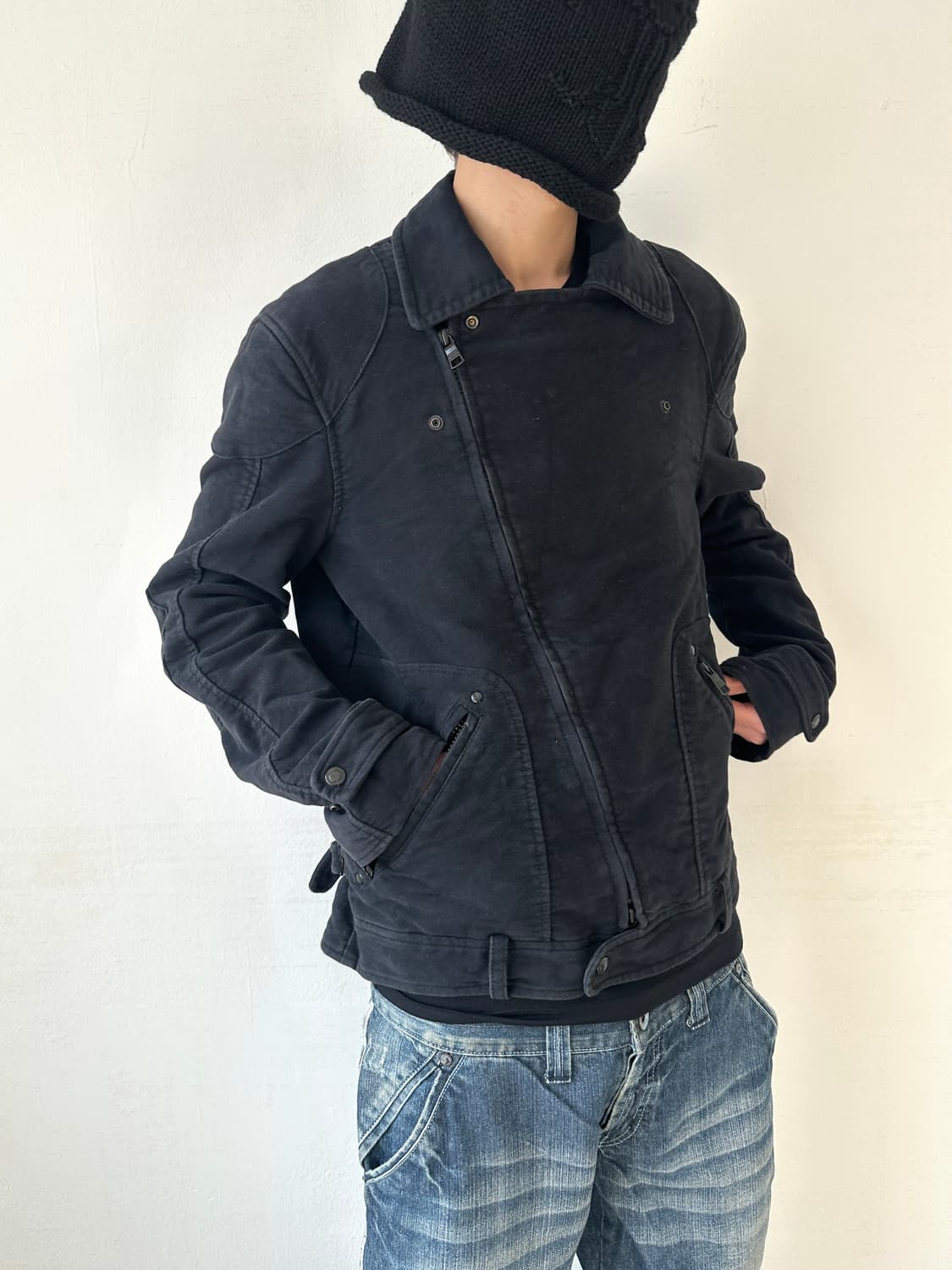 알마니 익스체인지 2000s 코튼 바이커 자켓 상품이미지1