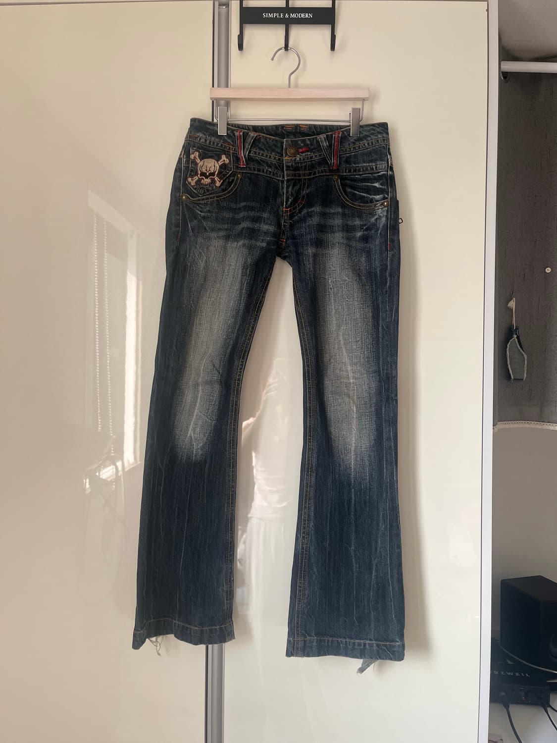 빈티지 펑크 로우 웨이스트 데님 팬츠 상품이미지2