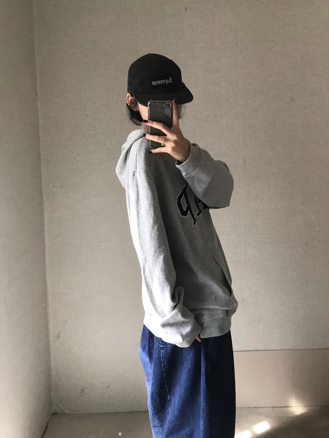 갭 그레이 오버핏 후드티 상품이미지4