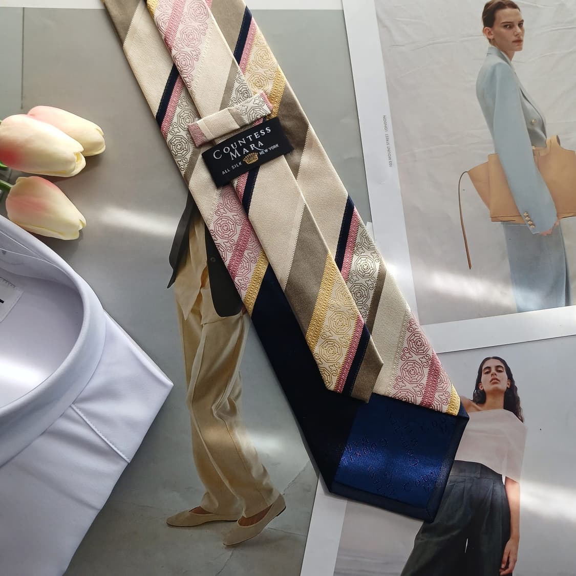 카운테스마라 실크 스트라이프 넥타이 9.3cm A+등급 A18317
 상품이미지4