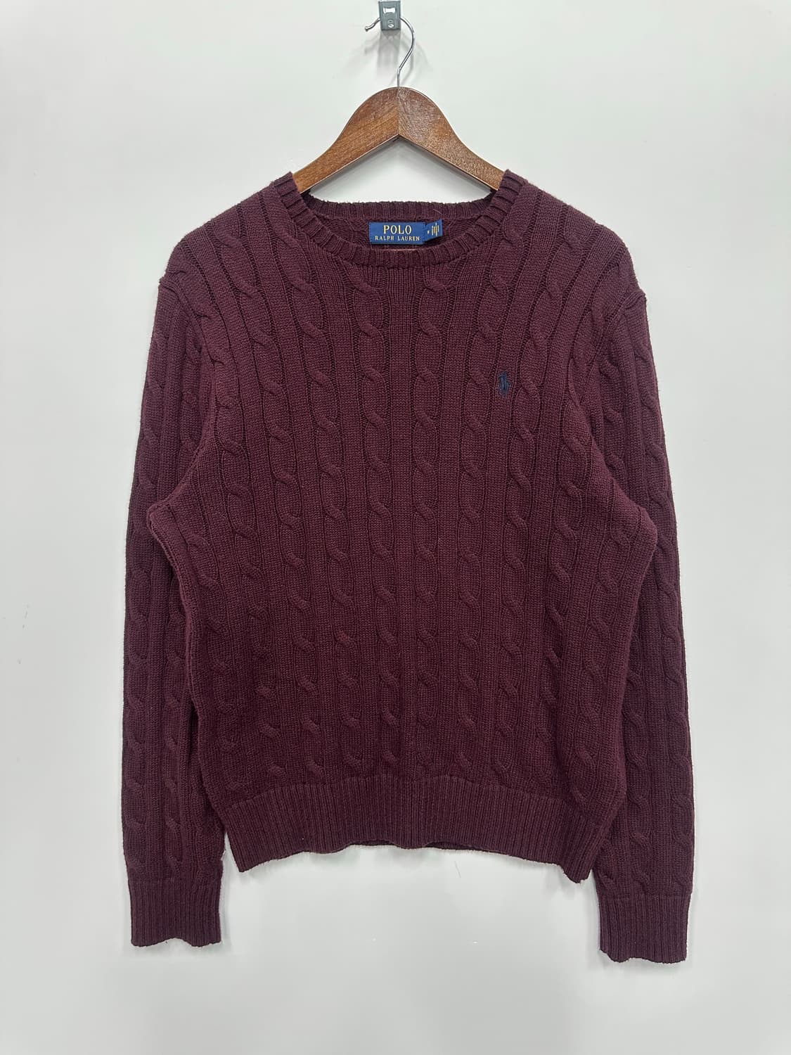 폴로 버건디 꽈배기 니트  상품이미지1