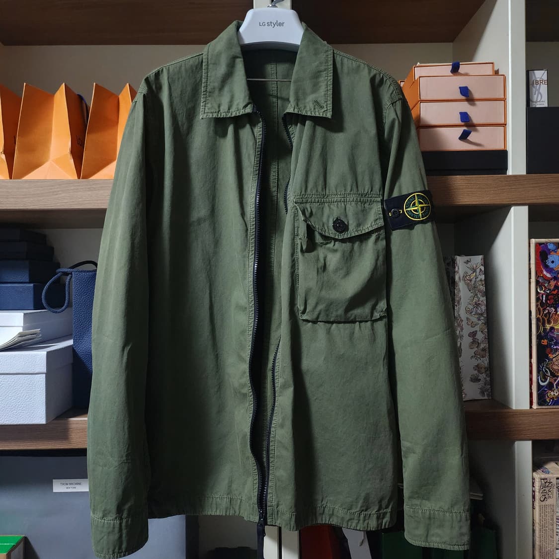 [새상품급]20SS 스톤아일랜드 올드이펙트 오버셔츠 L 카키 상품이미지1