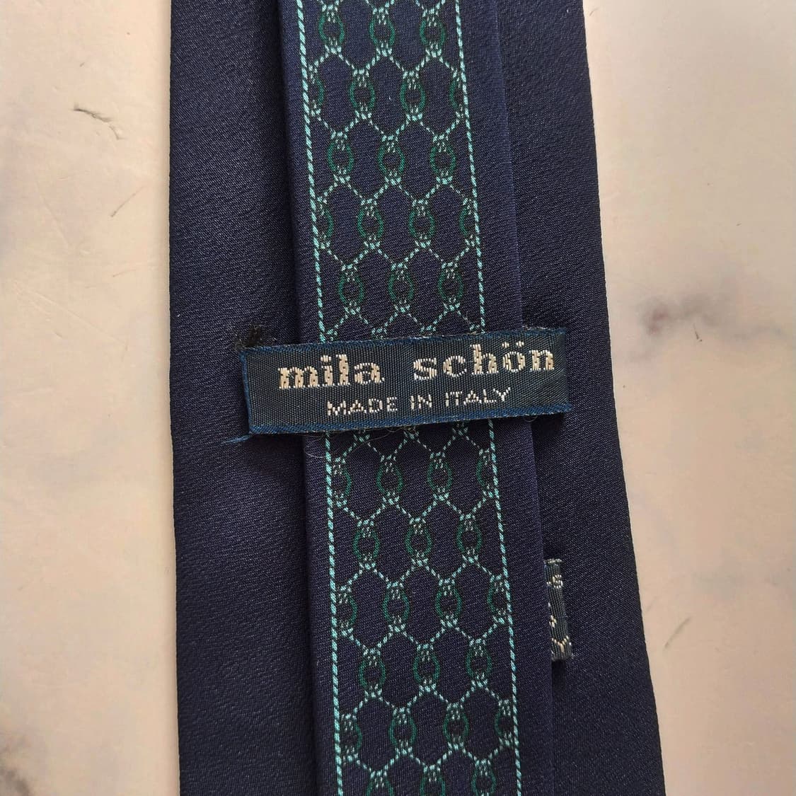 밀라 숀 실크 네이비 패턴 넥타이 8.5cm A+~A등급 k1736 상품이미지9