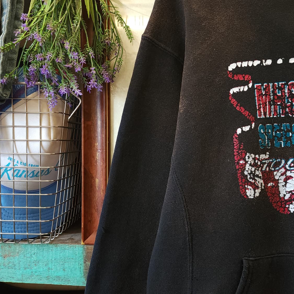 90s 러셀 후드 빈티지 스웻셔츠 썬페이딩 블랙 M 상품이미지6