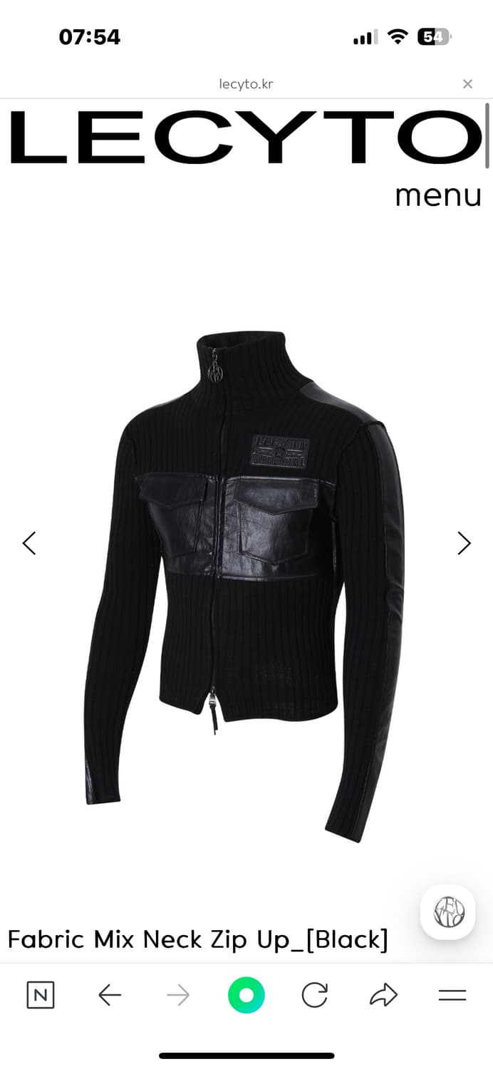 레씨토 Fabric Mix Neck Zip Up_[Black] 블랙 집업 상품이미지2