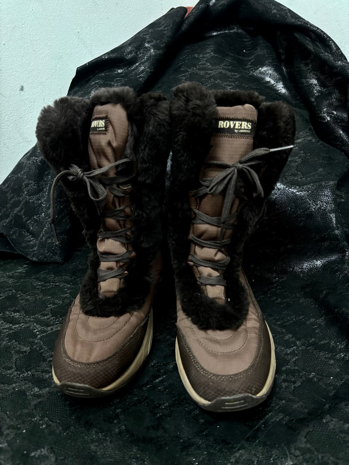 “Vintage” Y2K Mood Brown Fur Trimming Pa 상품이미지1