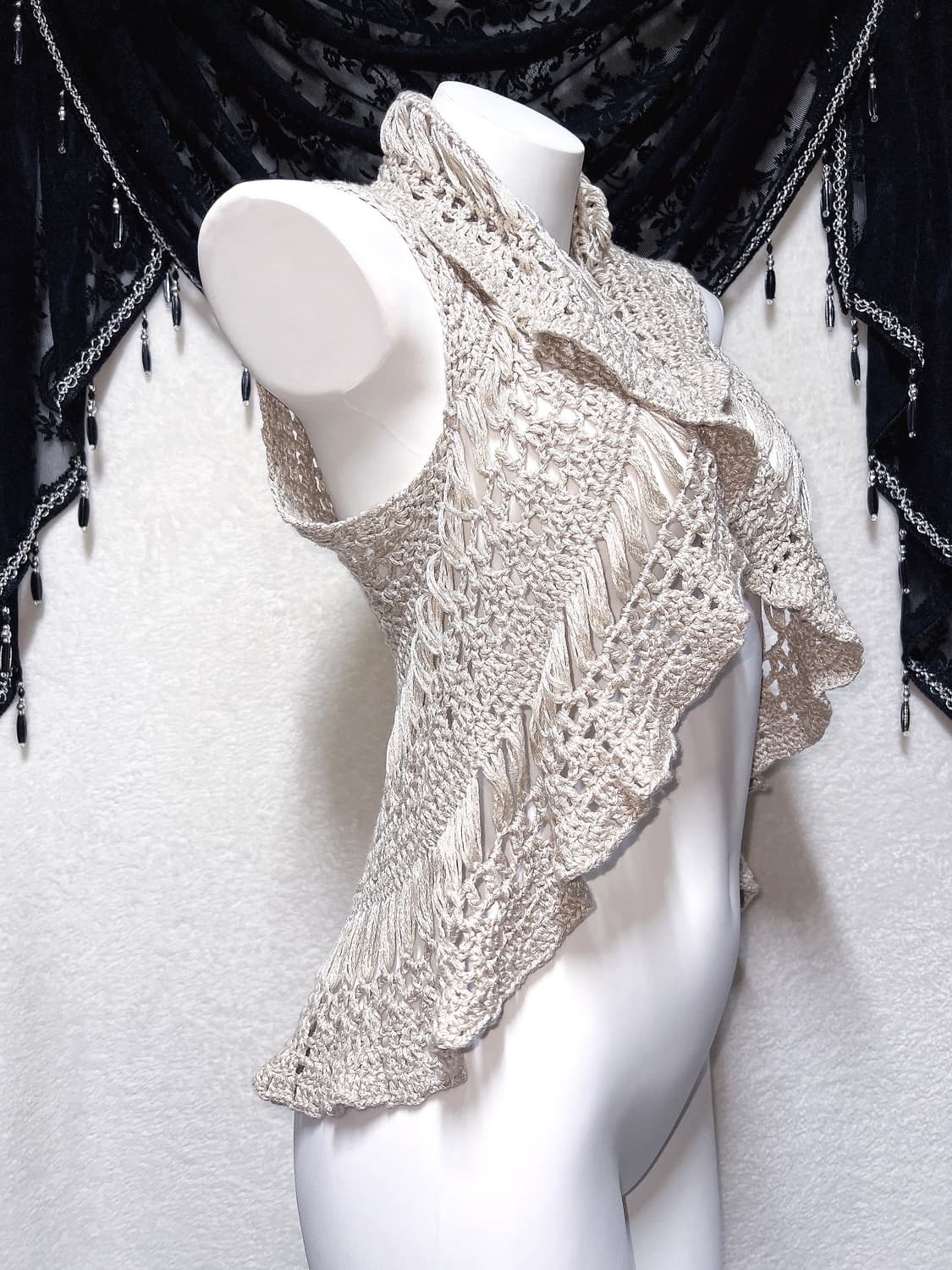 오리엔탈 윈터페어리 그런지 크로셰 뜨개니트 조끼 베스트 볼레로 핀터 모리 상품이미지3