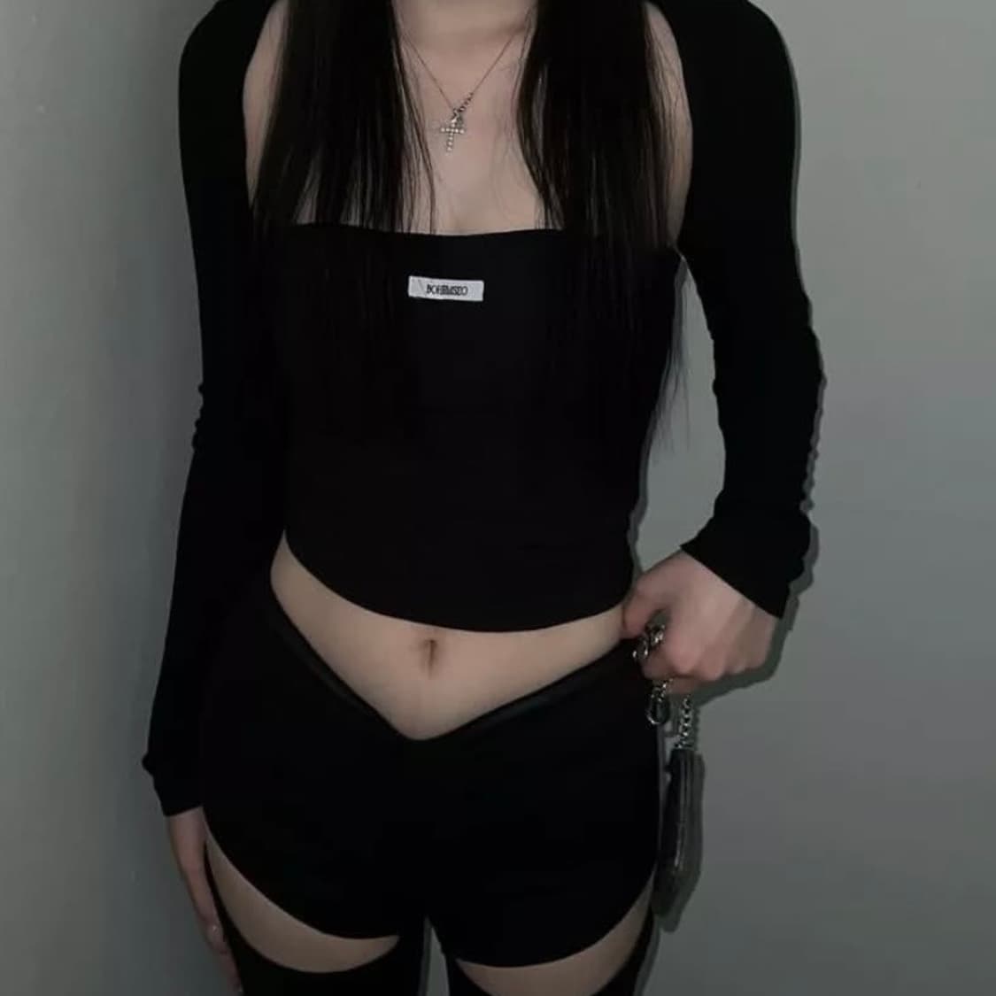 Hole weeeeek GARTER PANTS (BLACK) 상품이미지7