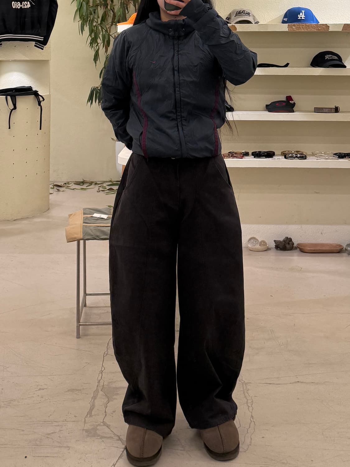 빈티지 차콜 커브드 코튼 팬츠 U563 상품이미지1