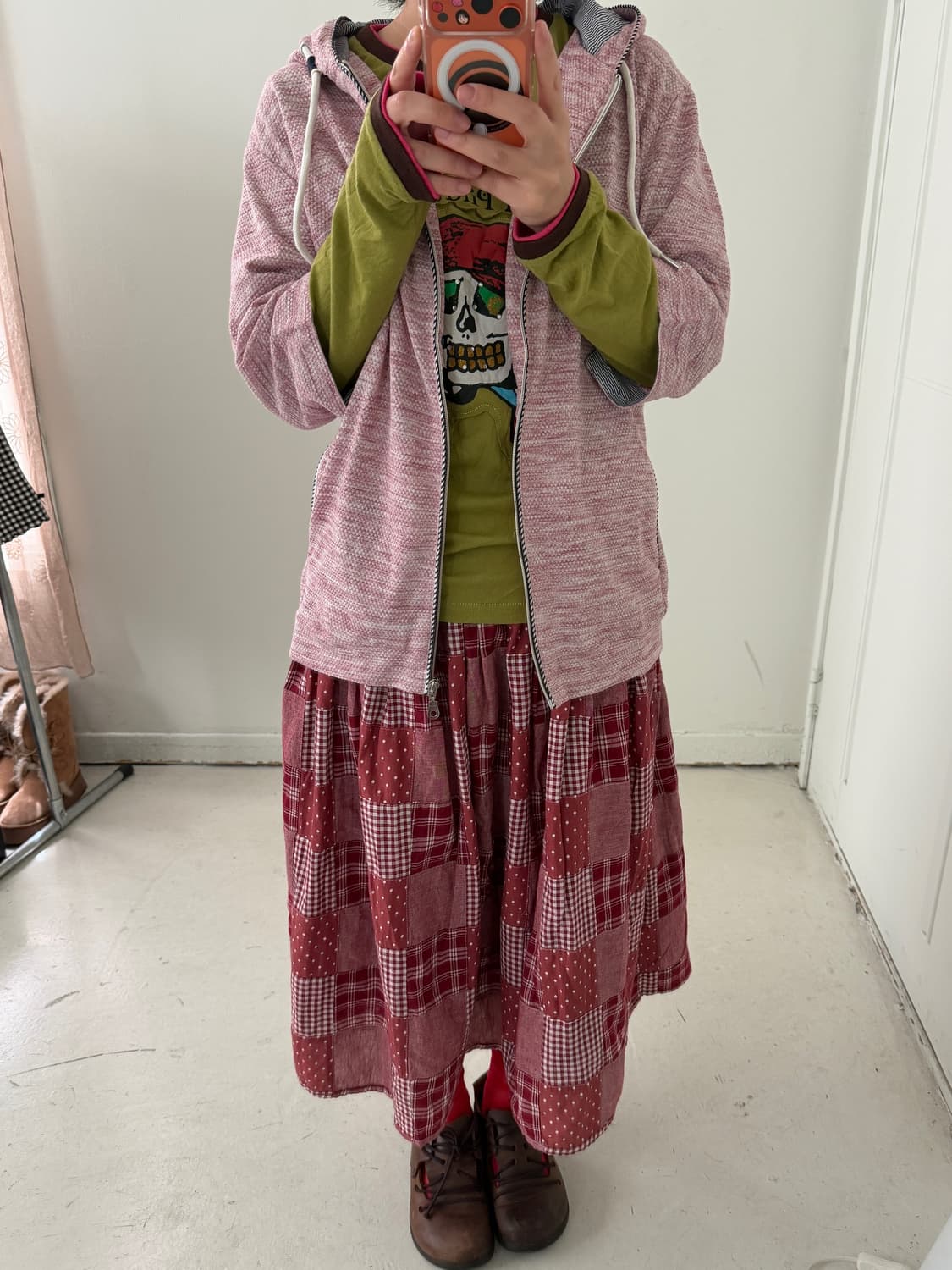 일본빈티지 디테일 레이어드 반팔 후드집업 상품이미지2