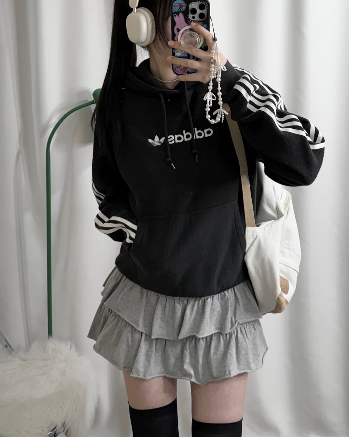 아디다스 블랙 파이어버드 뽀글이 후드티 상품이미지3