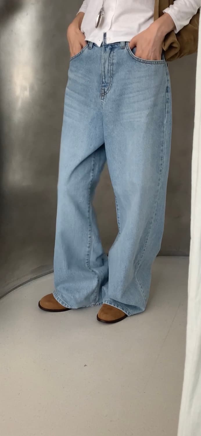 새상품 와이드 연청데님 상품이미지1