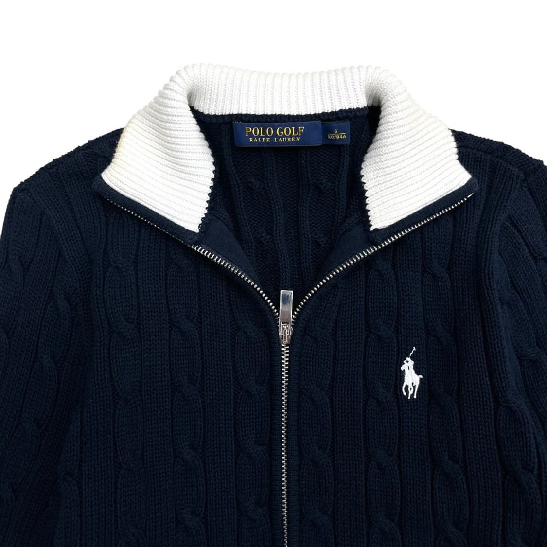 폴로 랄프로렌 화이트포니 화이트 배색 네이비 니트집업 S 상품이미지4