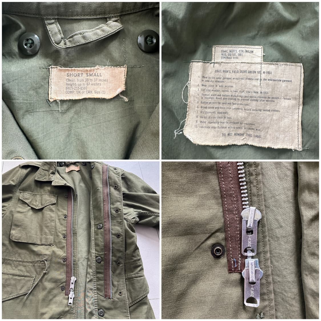 50s 미군 M51 필드 자켓 OG107 숏스몰(S/S)  상품이미지5