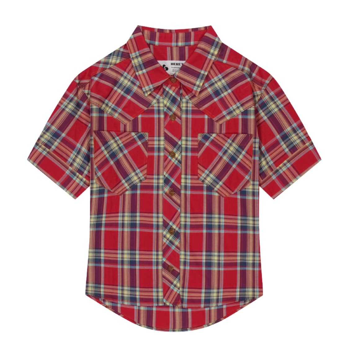 헤레틱 웨스턴 체크 반팔 셔츠 레드 상품이미지1