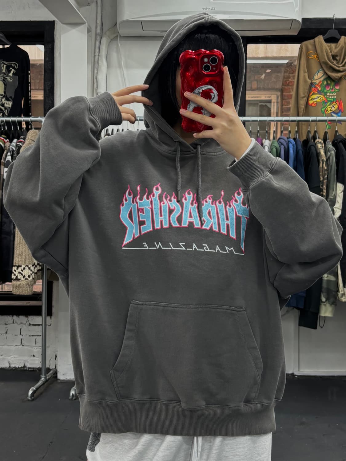 트레셔 플레임 로고 후드티 상품이미지3