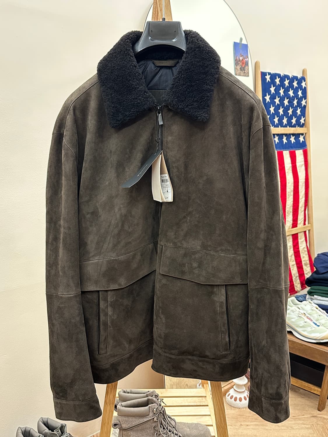 [새제품] 마시모두띠 양가죽 스웨이드 무스탕 자켓 XL 상품이미지1