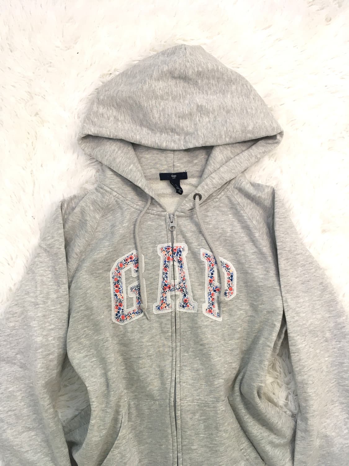 갭 플라워 로고 후드집업 그레이 gap 상품이미지5