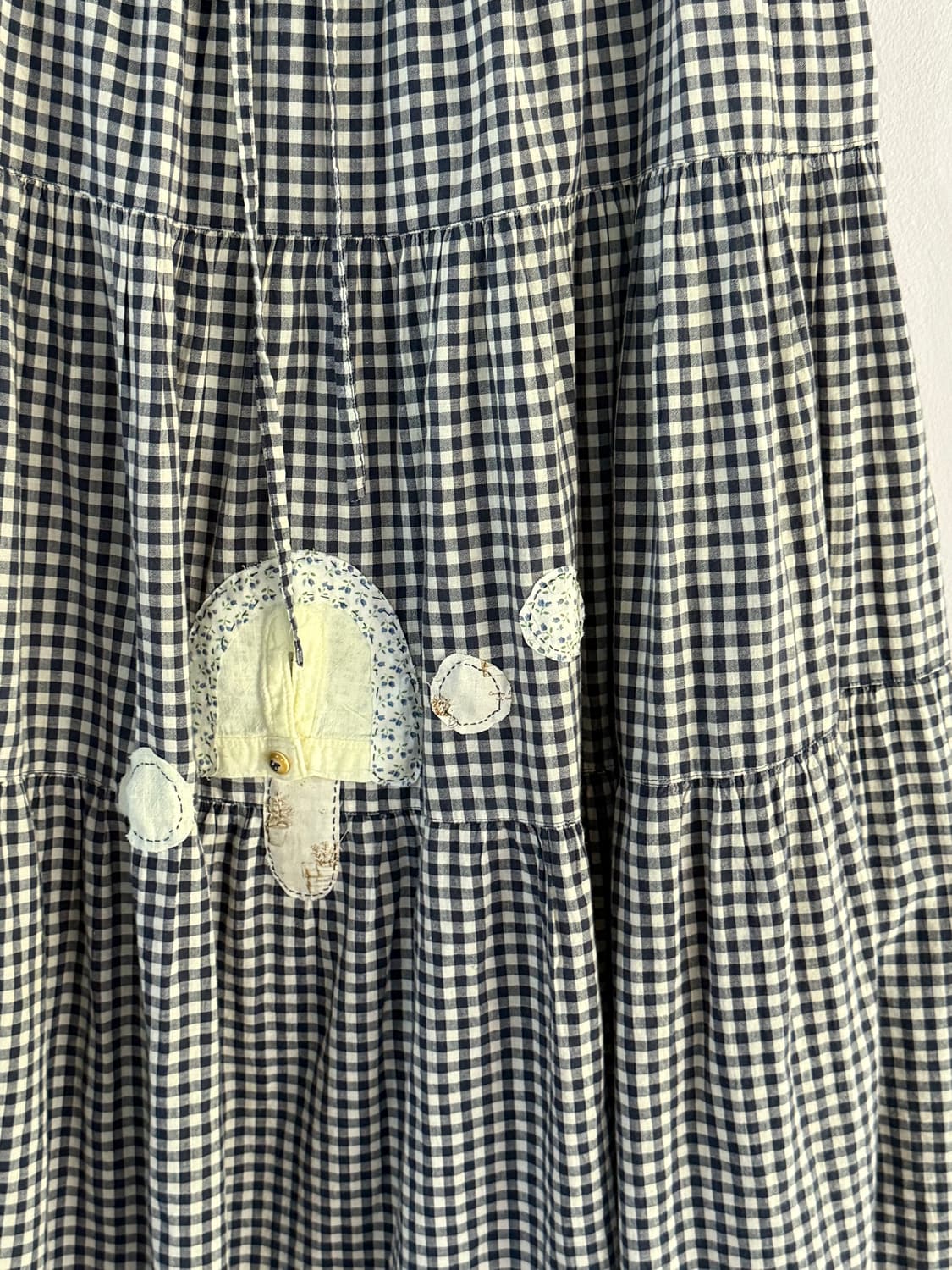 일본빈티지 +수작업패치 버섯패치 깅엄체크 캉캉스커트 상품이미지8