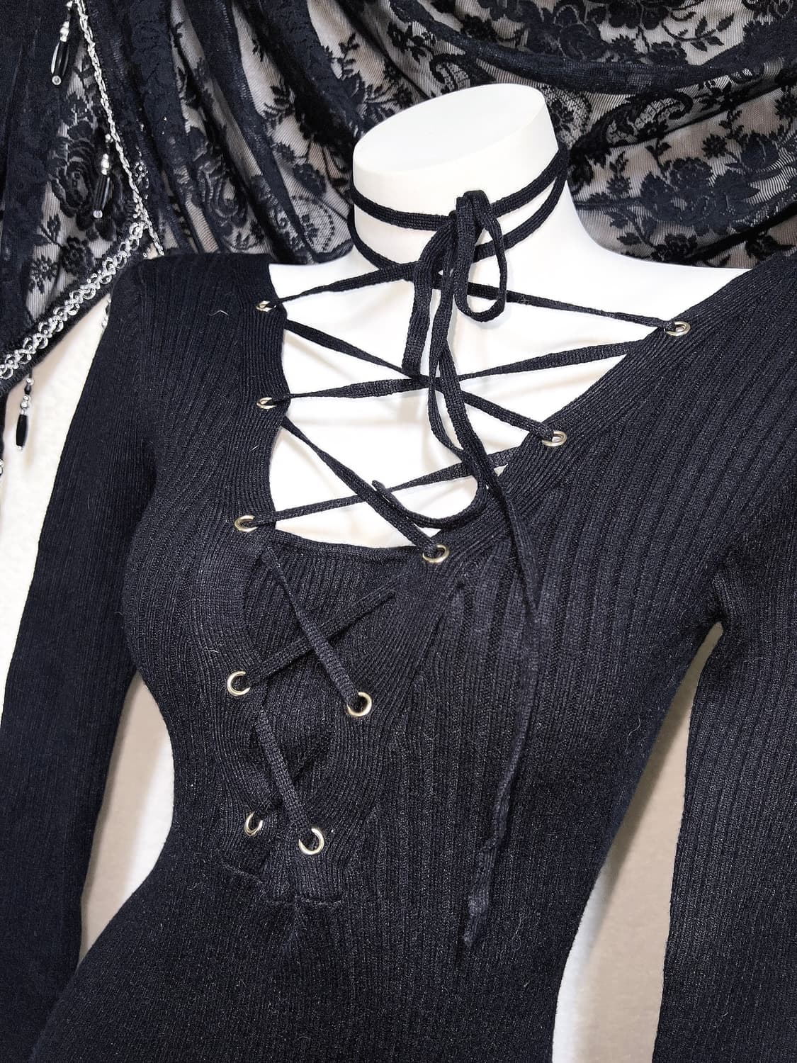 립서비스 Lip Service 오네갸루 아일렛 미니원피스 섹시 펑크 홀터 상품이미지1