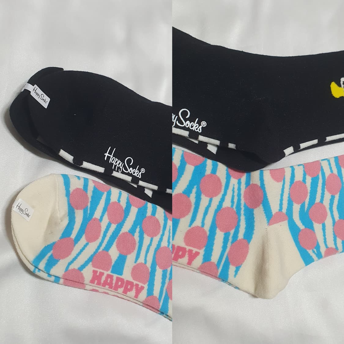 블랙 화이트 크림베이지 버섯 도트 줄말 해피삭스 양말  상품이미지2