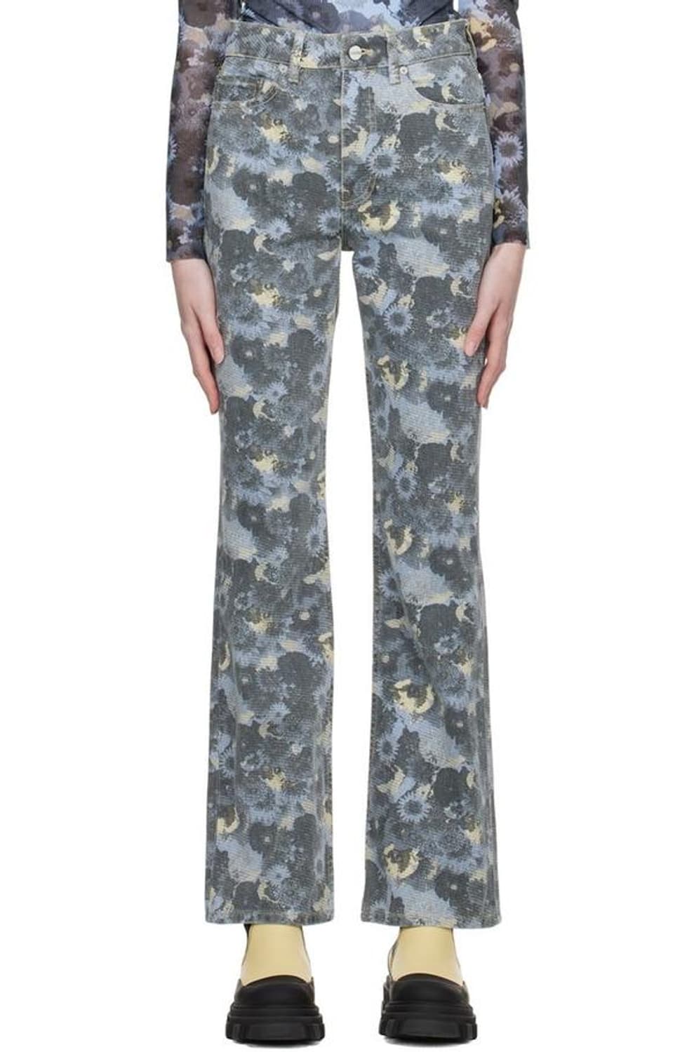 택있음) GANNI 가니 플로랄 패턴 데님 팬츠 상품이미지4