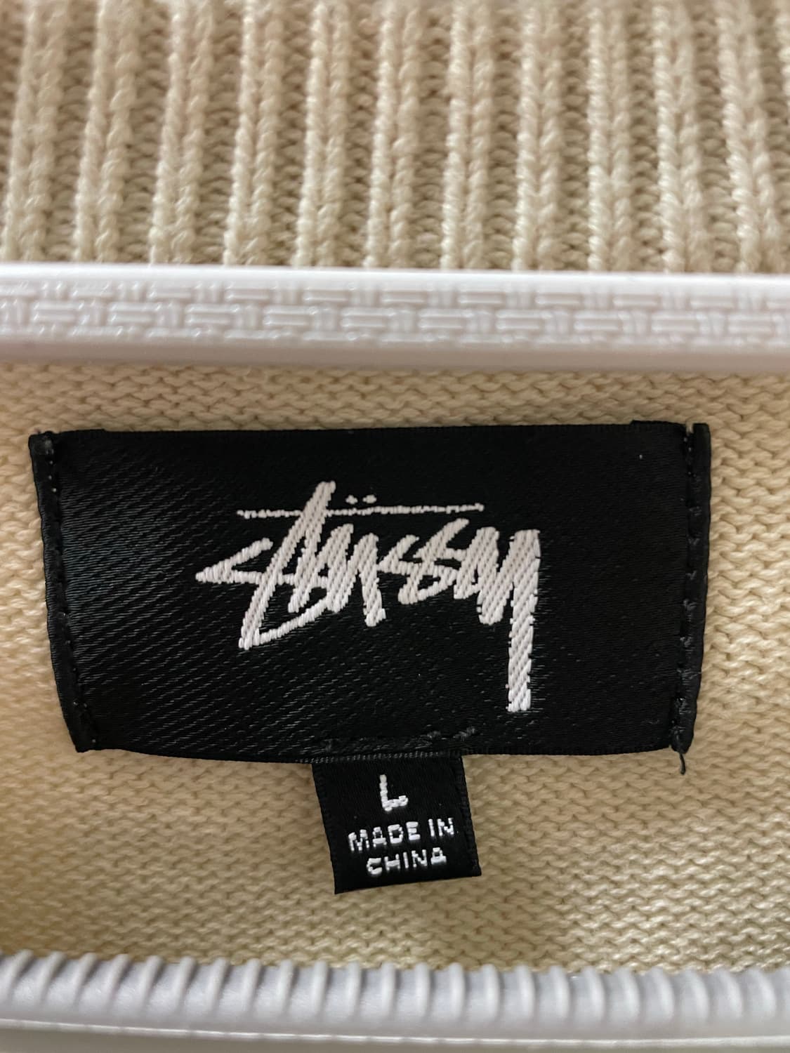 스투시 케어라벨 크루넥 니트 L 아이보리 상품이미지4