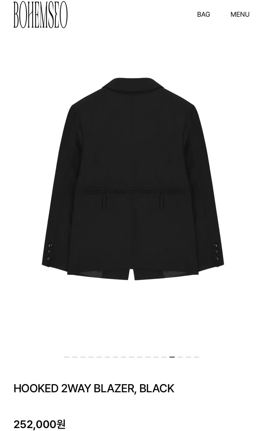 보헤미안서울 후크드 투웨이 블레이저 블랙 상품이미지2