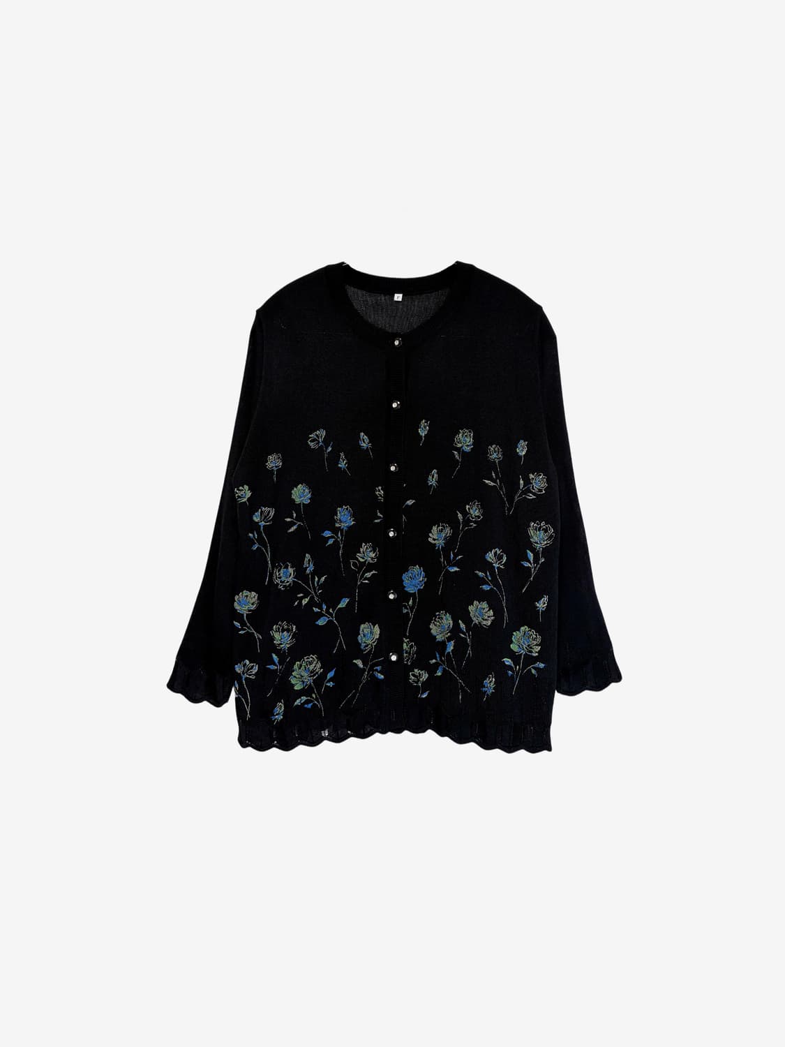 Blue Rose Knit Cardigan - Black 상품이미지4