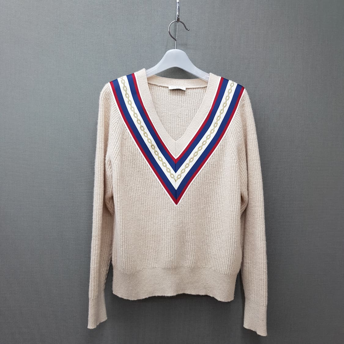 Sandro 산드로  체인 트리밍 브이넥 니트 1사이즈 상품이미지2