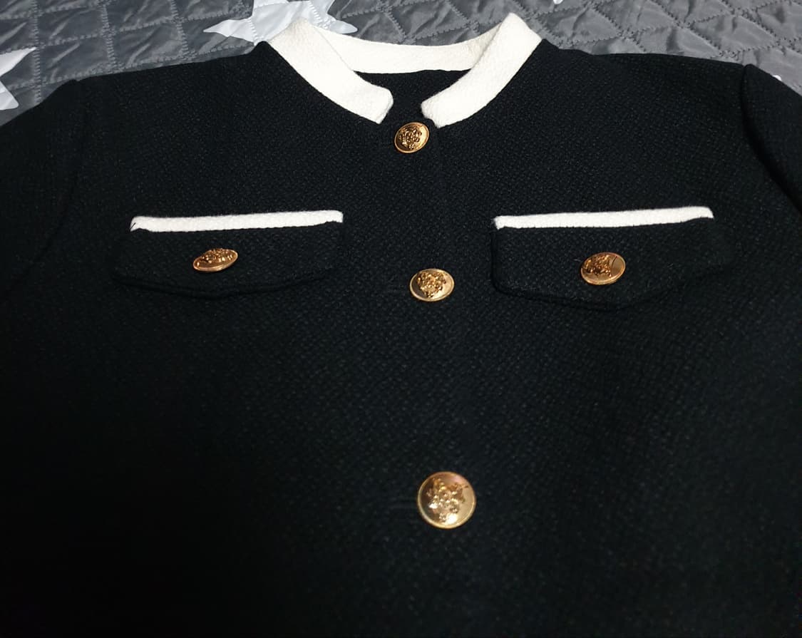 트위드 금장버튼 벨티드 럭셔리 미드자켓 (F) 상품이미지2