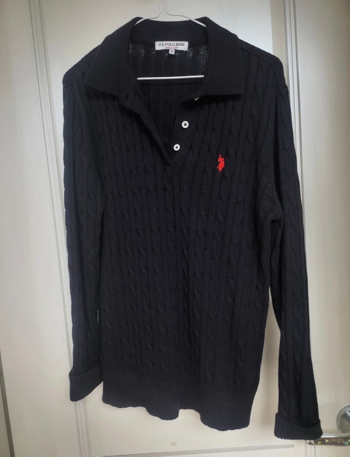 U.S. POLO ASSN. 블랙 케이블 니트 상품이미지1