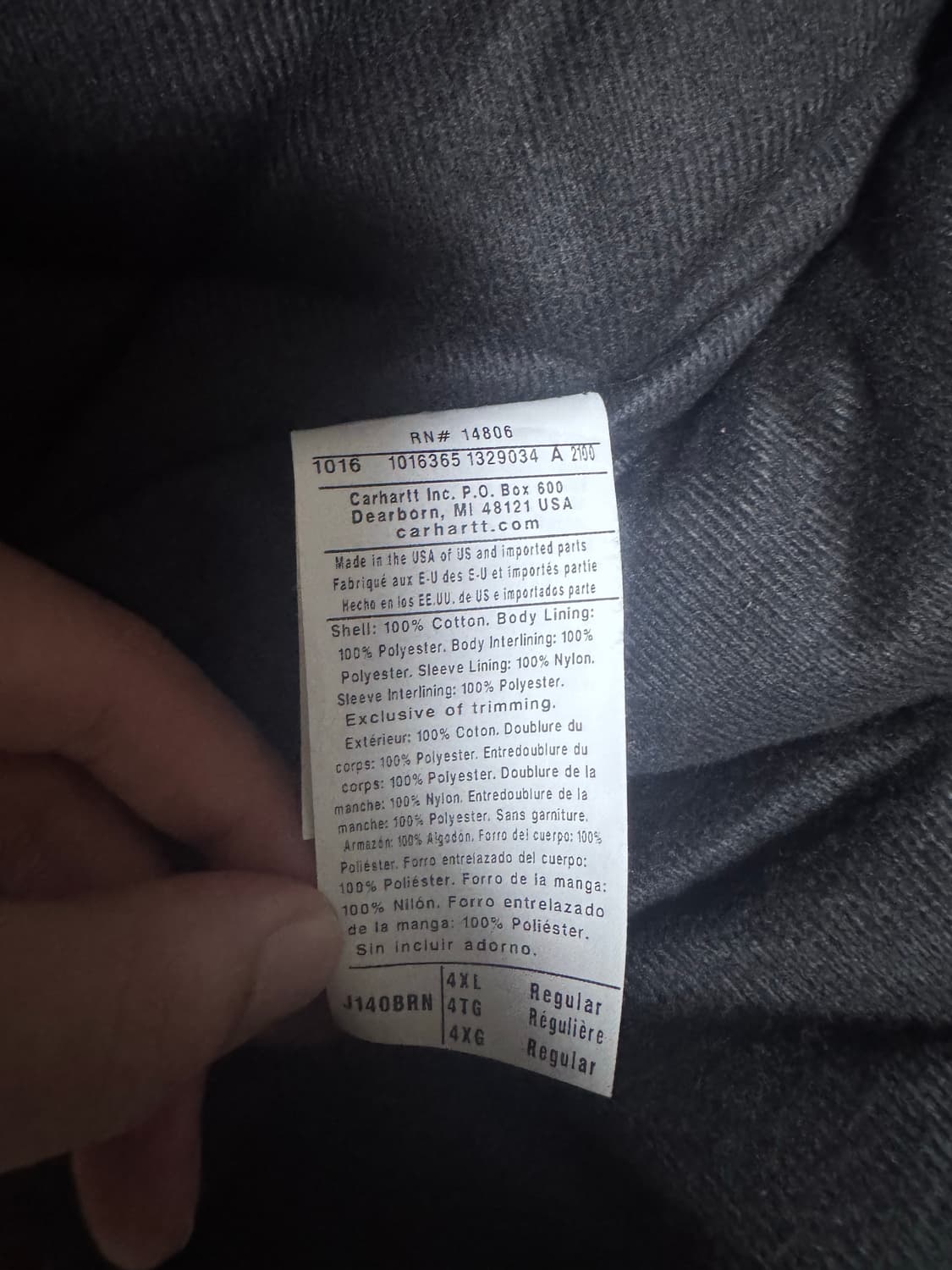 칼하트 USA UFCW 오리지날 덕 액티브 자켓 4XL J140 상품이미지7