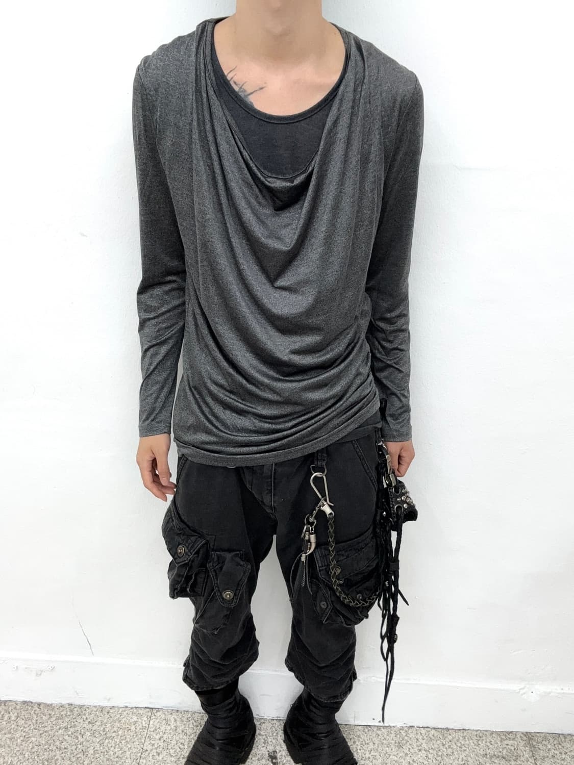 Schlussel drape unbalanced layered cut s 상품이미지2