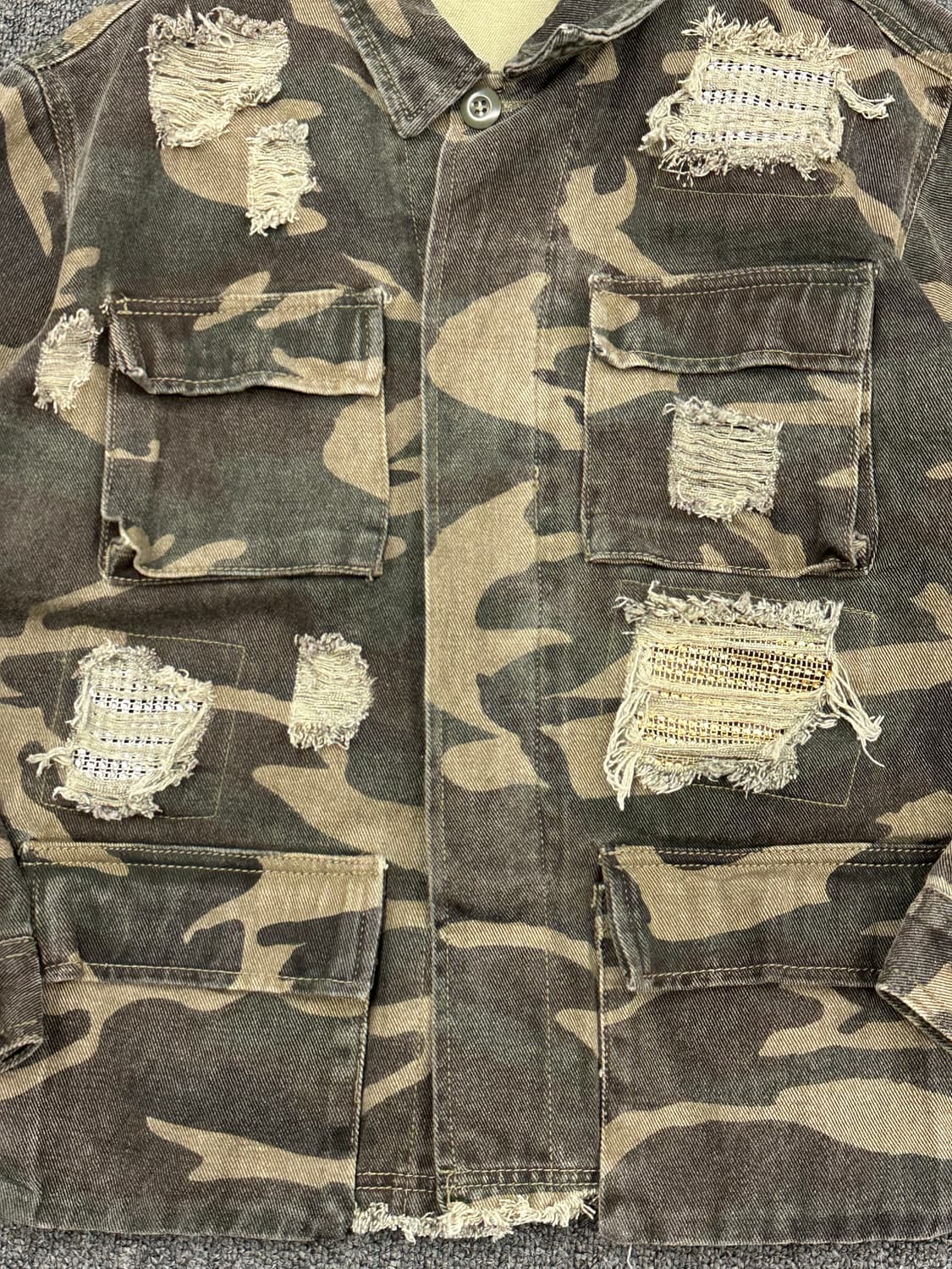 S)Japanese vintage 큐빅 밀리터리 카모 자켓 상품이미지2