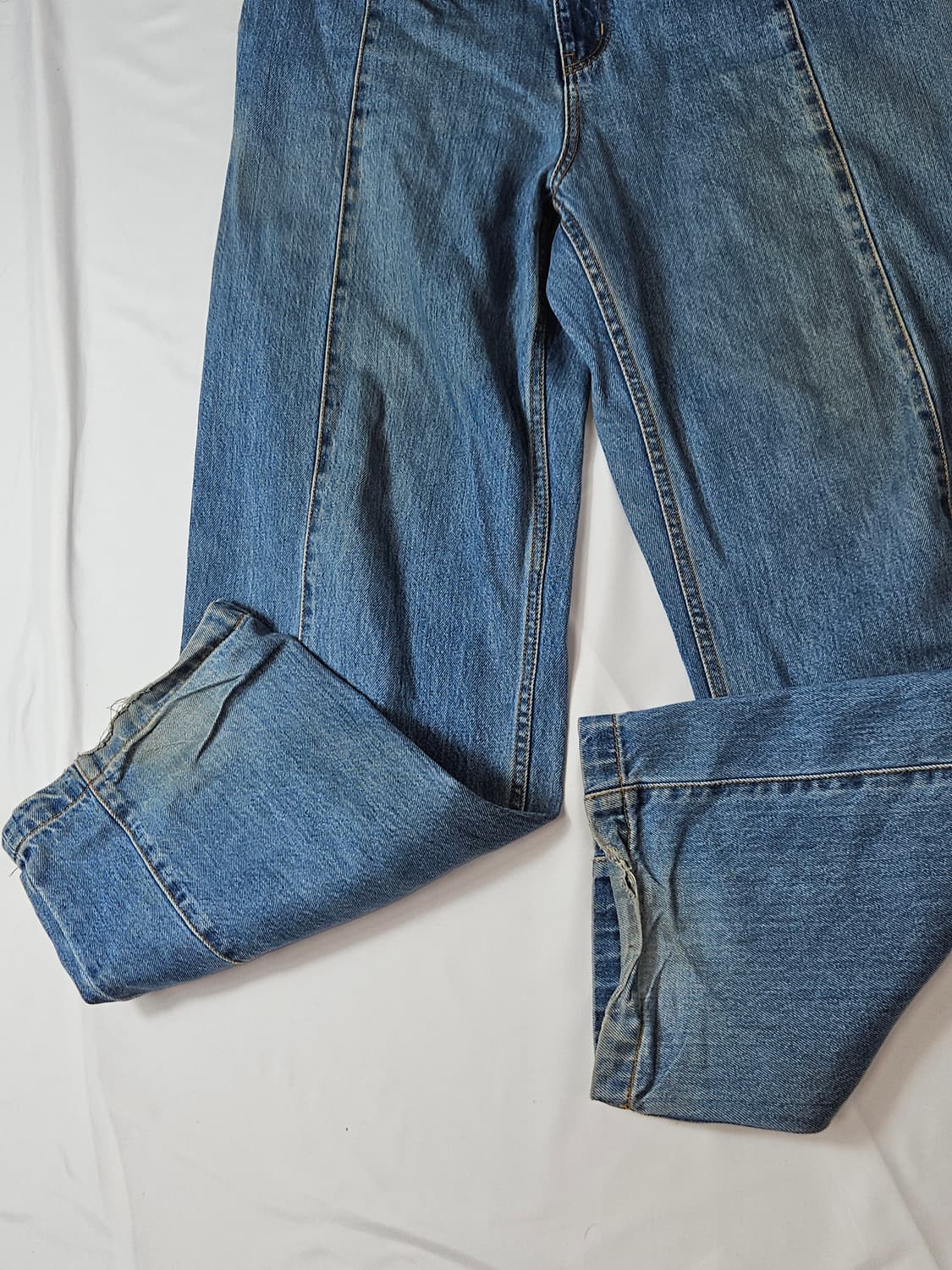 IEY 이에이 핀턱 와이드 데님팬츠 데미지 진 청바지 L 3사이즈 상품이미지3