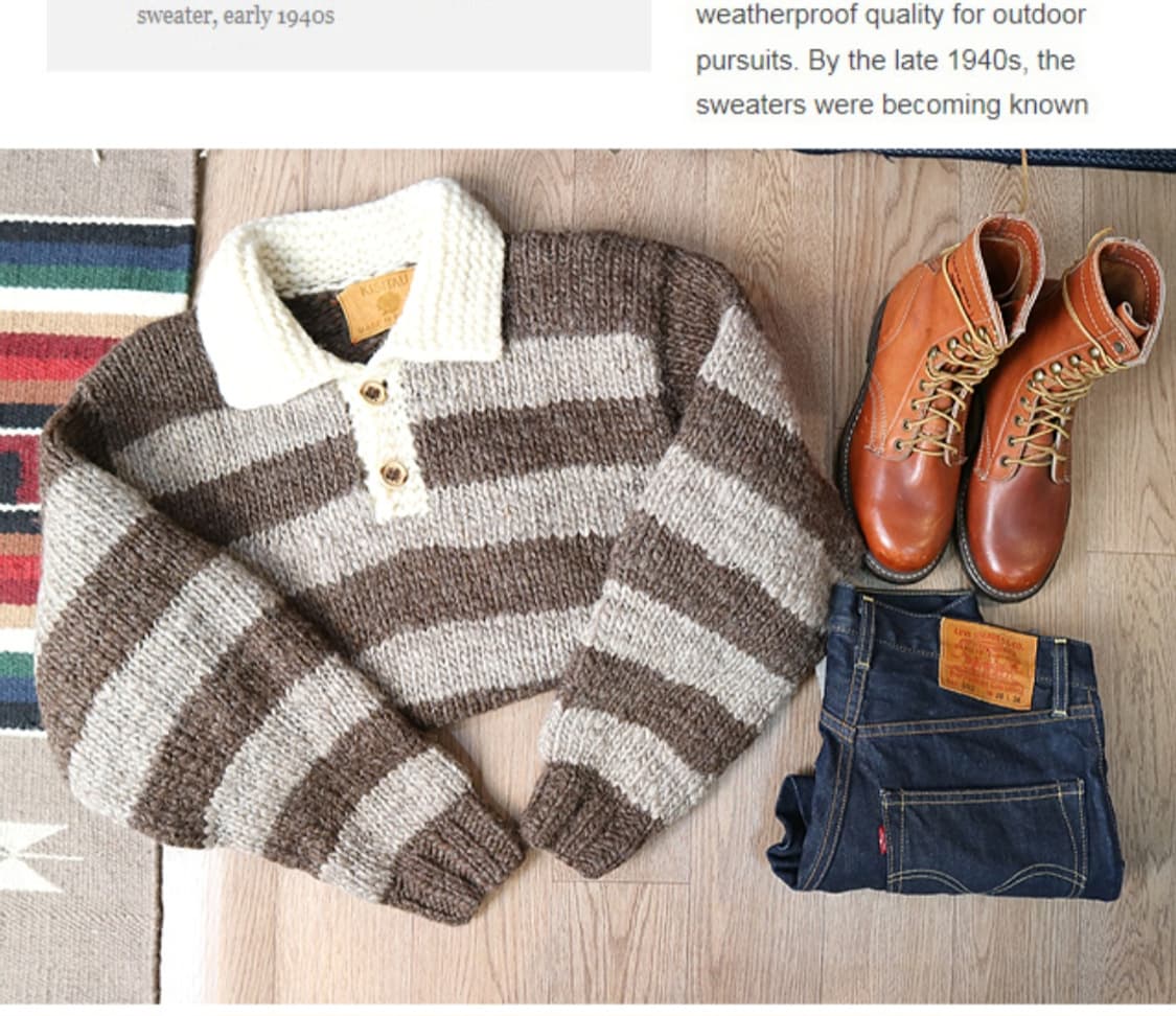 
캐나다 핸드메이드 양모100% 인디언 코위찬 럭비 스웨터  상품이미지1