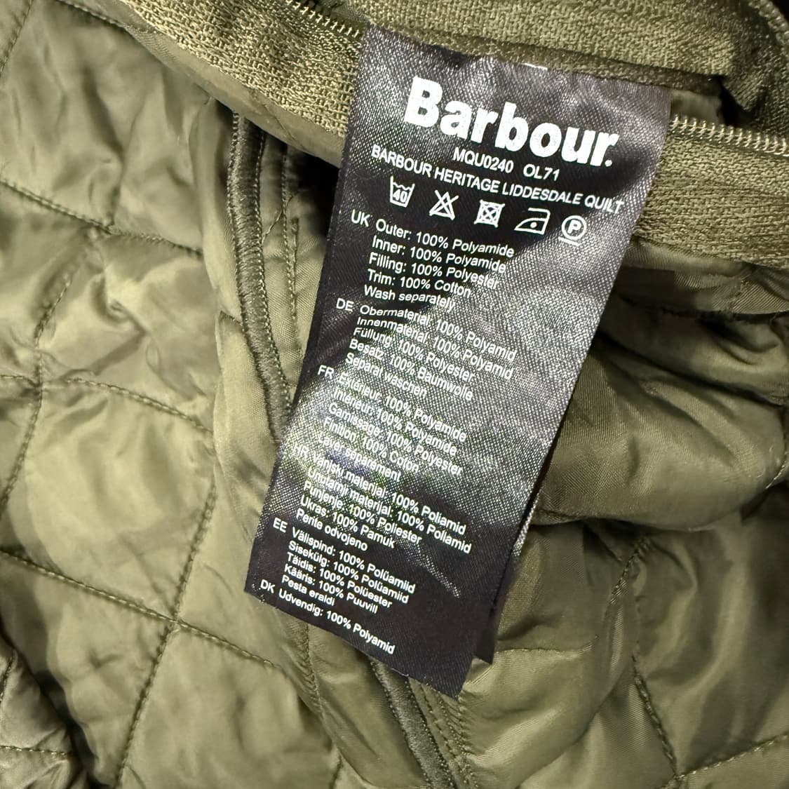 (M)바버 Barblor 헤리티지 퀼팅자켓(올리브) 상품이미지4