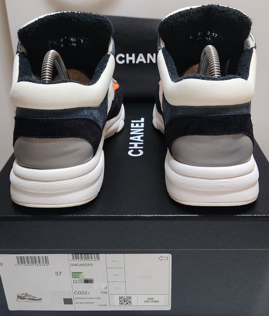 [정품] 샤넬 스니커즈 운동화 CC로고 화이트/블랙/오렌지37 새상품급  상품이미지6