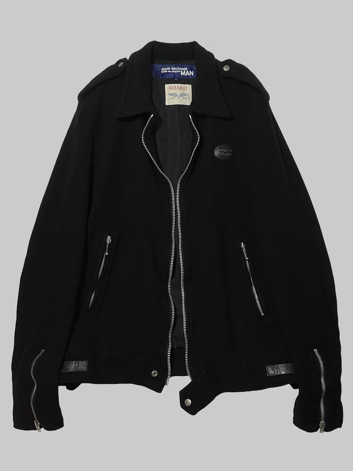 준야 와타나베 루이스 레더 축융 울 라이더 자켓 상품이미지2