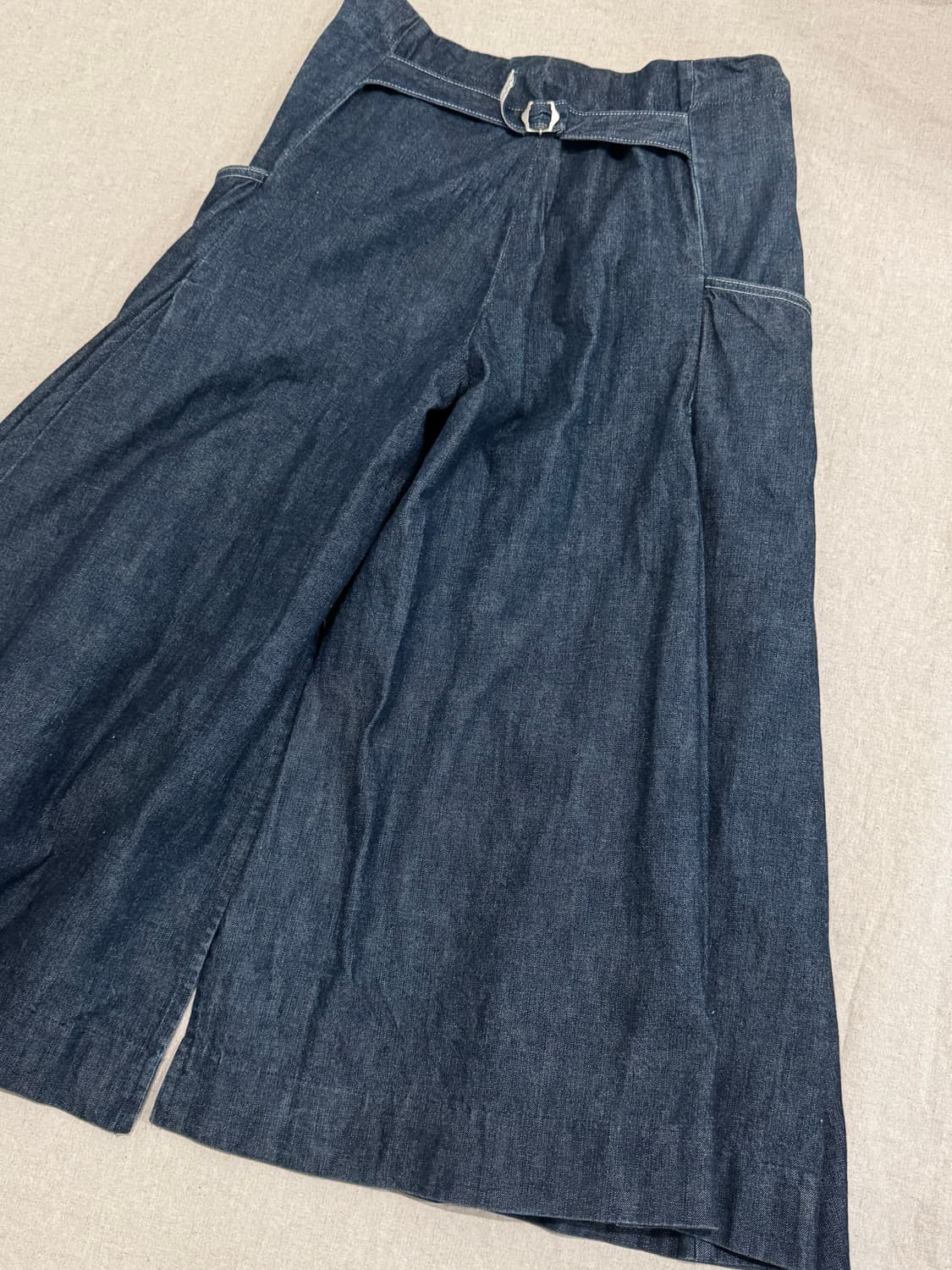 캐피탈 인디고 데님 플리츠 와이드 팬츠 상품이미지5