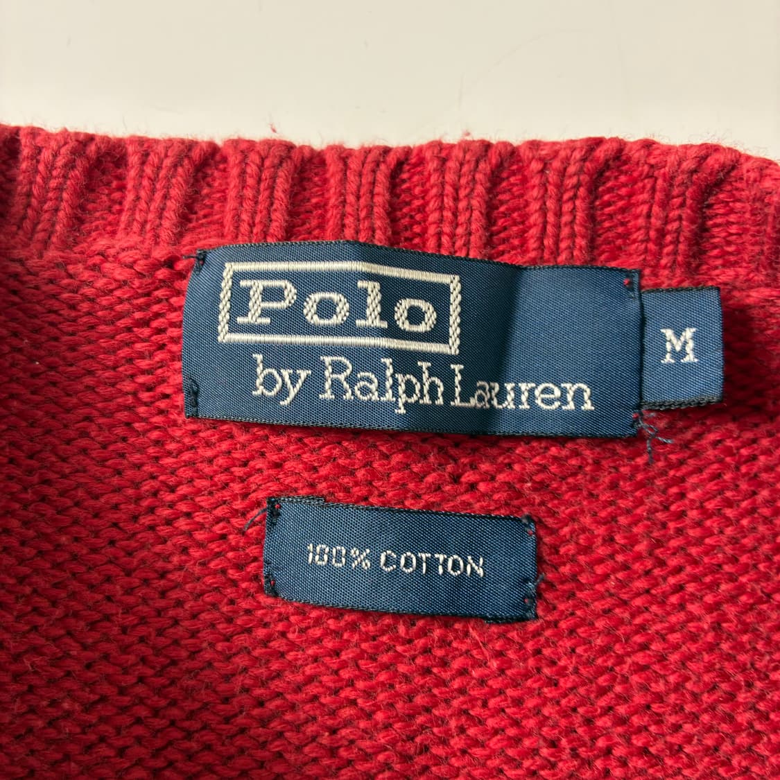 Polo  폴로 랄프로렌 90,s 자수 코튼 레드 라운드 니트  상품이미지4