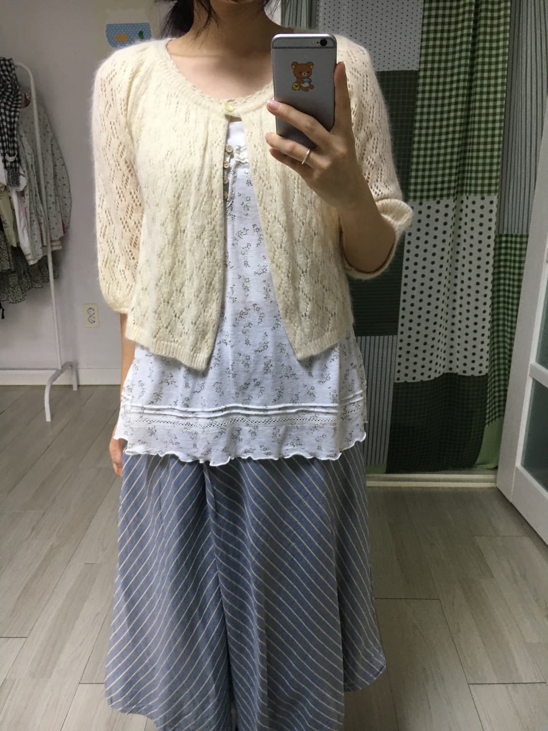 연한 베이지 앙고라 가디건 상품이미지8