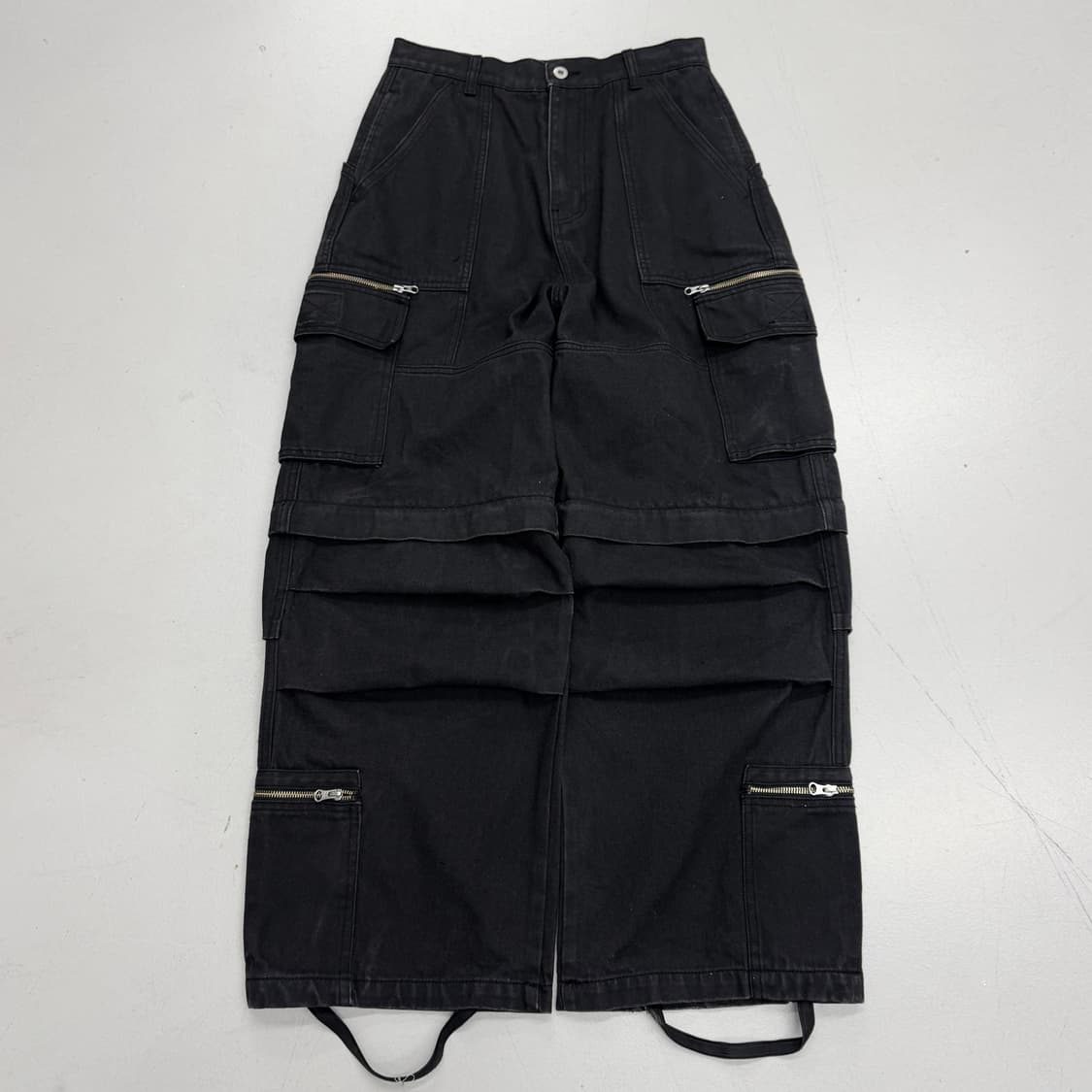 스키즘 인듀싱 멀티포켓 분리형 와이드 카고팬츠 블랙 상품이미지2