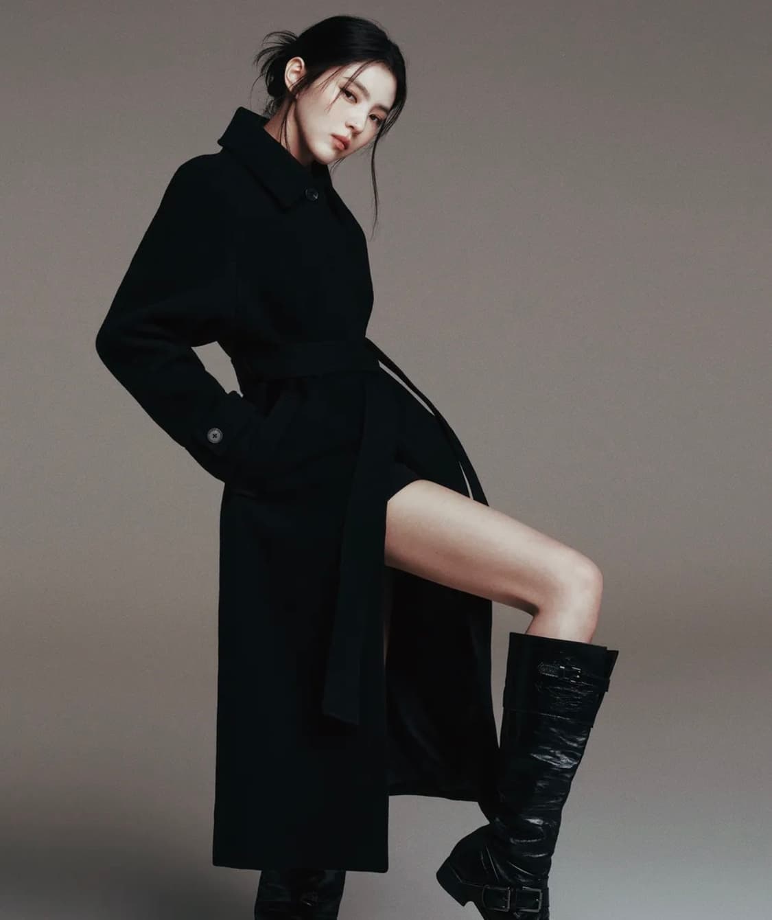 (새상품)우먼즈 캐시미어 블렌드 발마칸 로브 코트 블랙 xs 상품이미지2