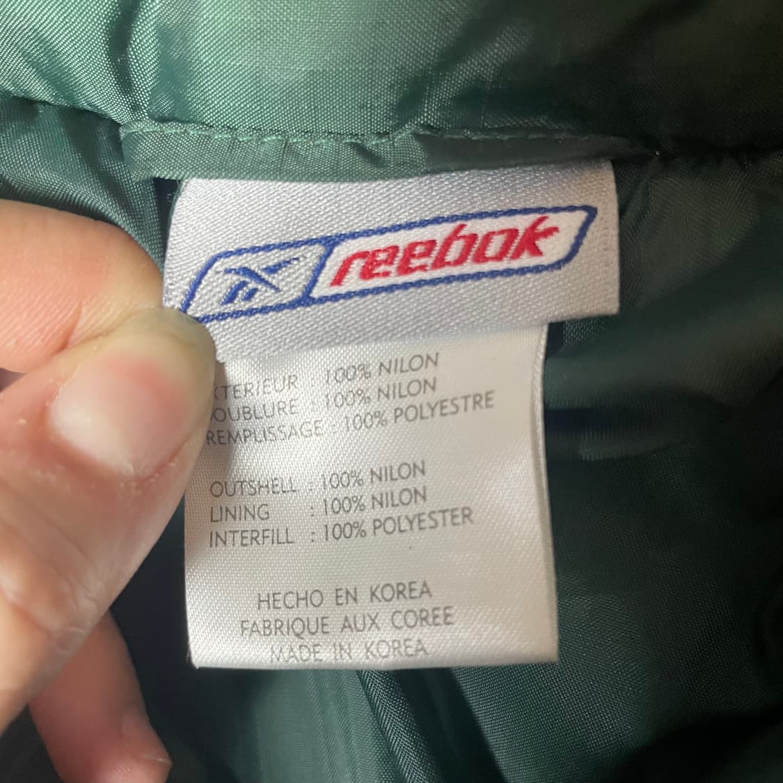 리복 빈티지 뉴욕제츠 다크그린 NFL 누빔 패딩 L 상품이미지5