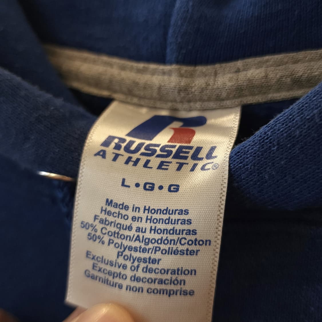 90s 러셀 후드 스웻셔츠 포튜나 허스키스 빈티지 프린팅 블루 L 상품이미지5